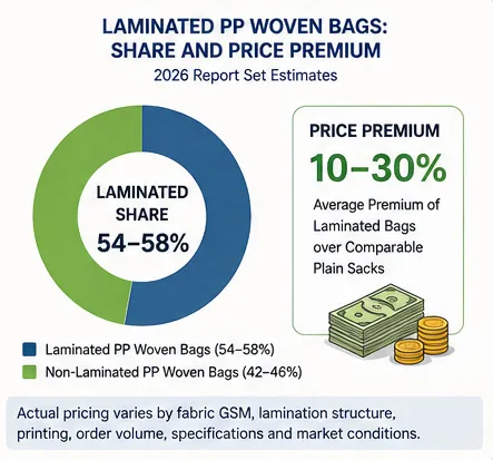 Laminated PP woven bags market share and price premium