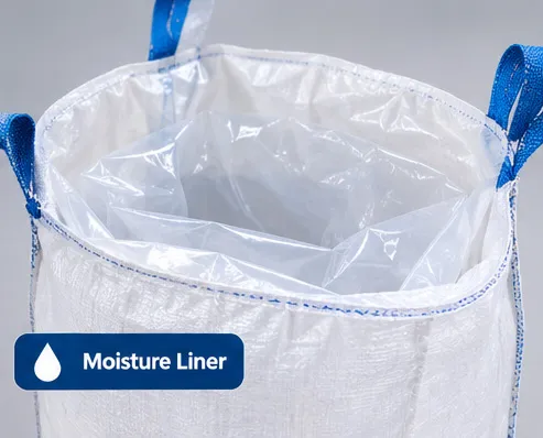 PE liner fitted inside an FIBC bulk bag for moisture protection on humid sea routes