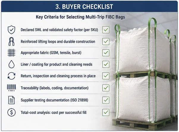Buyer checklist for selecting multi-trip FIBC bags for industrial bulk packaging