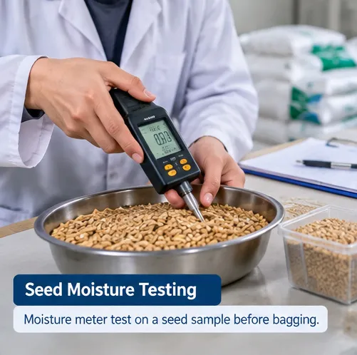 Testing seed moisture content before filling PP woven seed storage bags
