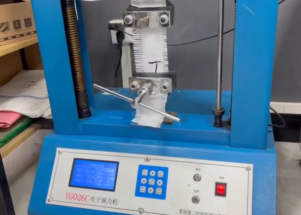 Quality testing of recycled PP woven bag tape for GSM and tensile strength