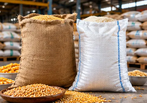 Jute bag and PP woven sack compared for bulk commodity packaging