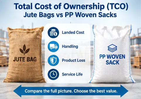 Total cost comparison of jute bags and PP woven sacks