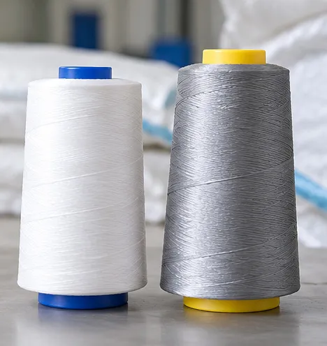 PP and polyester sewing thread spools compared side by side