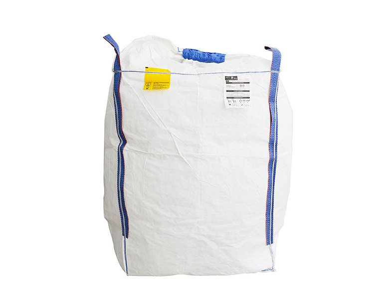 Bulk container bag with discharge port for industrial material handling