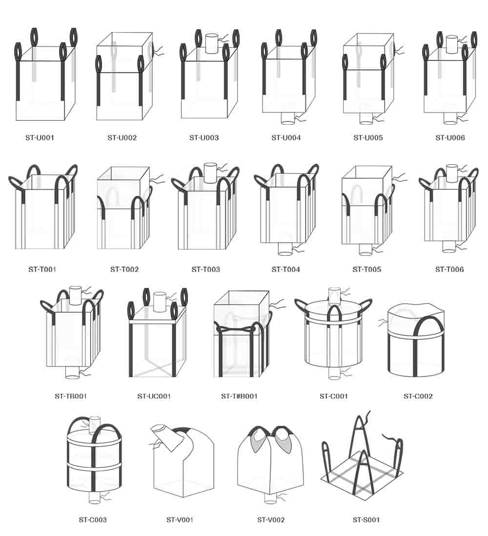 FIBC bag design drawing showing custom bulk bag structure and specifications