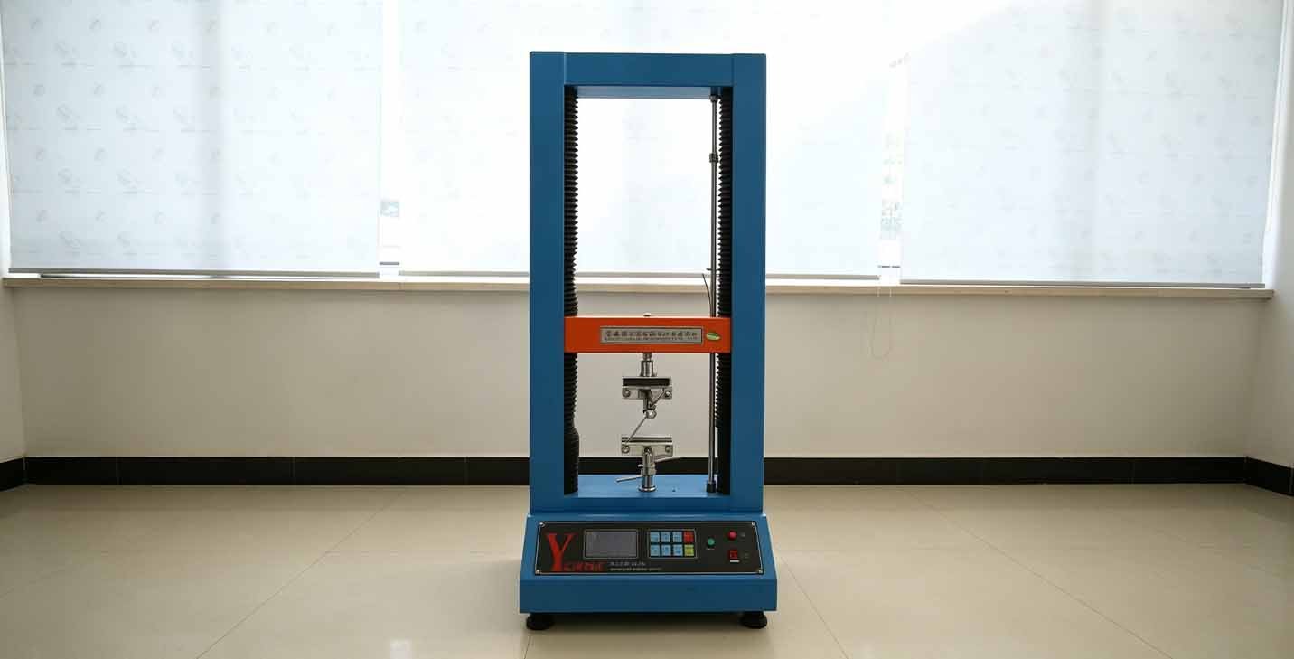 Fabric tensile testing machine used to measure the tensile strength of PP woven fabric for PP woven bags and FIBC bags.