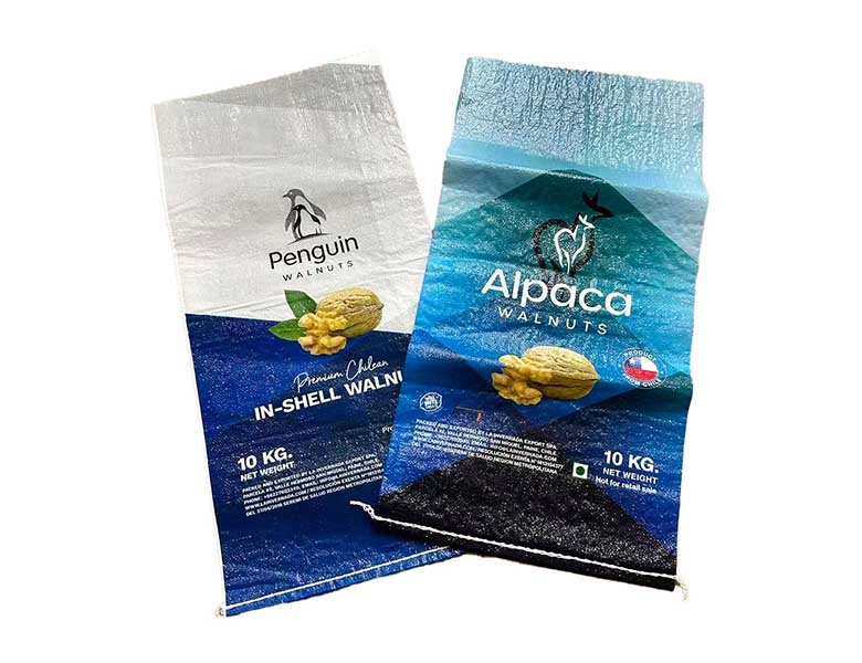 BOPP polypropylene woven bags filled with walnuts for food packaging