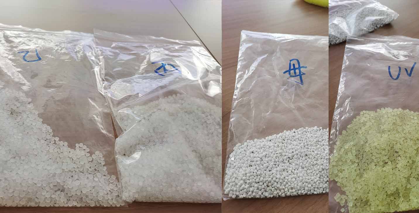 Testing of virgin and recycled polypropylene materials, as well as UV-treated polypropylene materials.