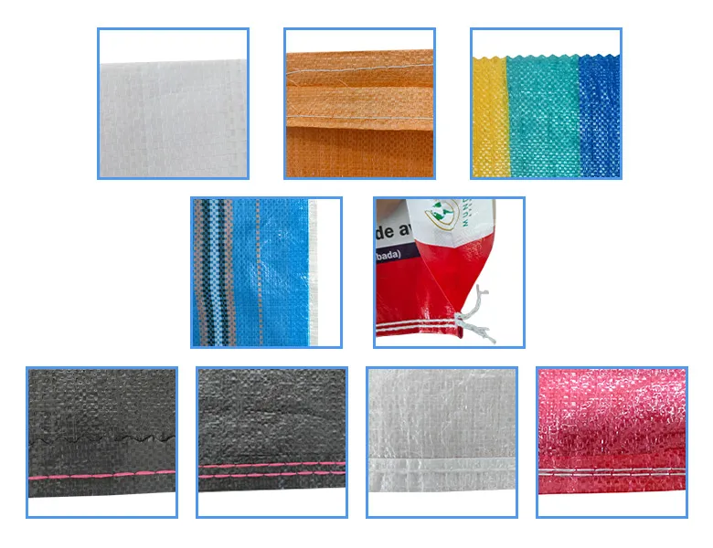 Detailed views of the top opening, sides, and bottom seams of the PP woven bag.