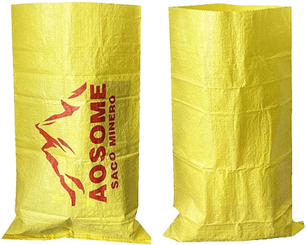 Yellow mining PP woven bags with custom print for ore and mineral packaging