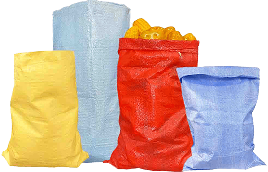 Colorful ordinary PP woven bags in yellow, blue, and red for multi-industry use