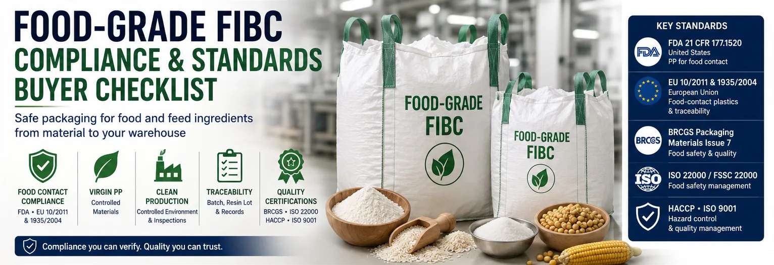 Food-grade FIBC compliance and buyer checklist for food and feed packaging