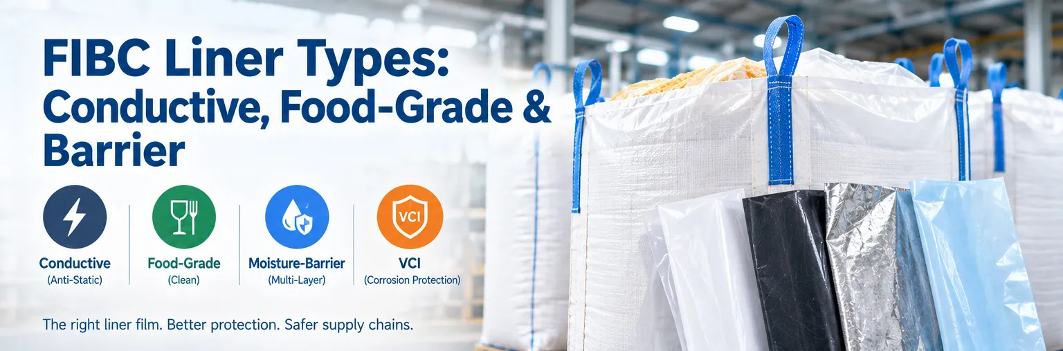 FIBC liner types including conductive, food-grade, moisture-barrier and VCI liners